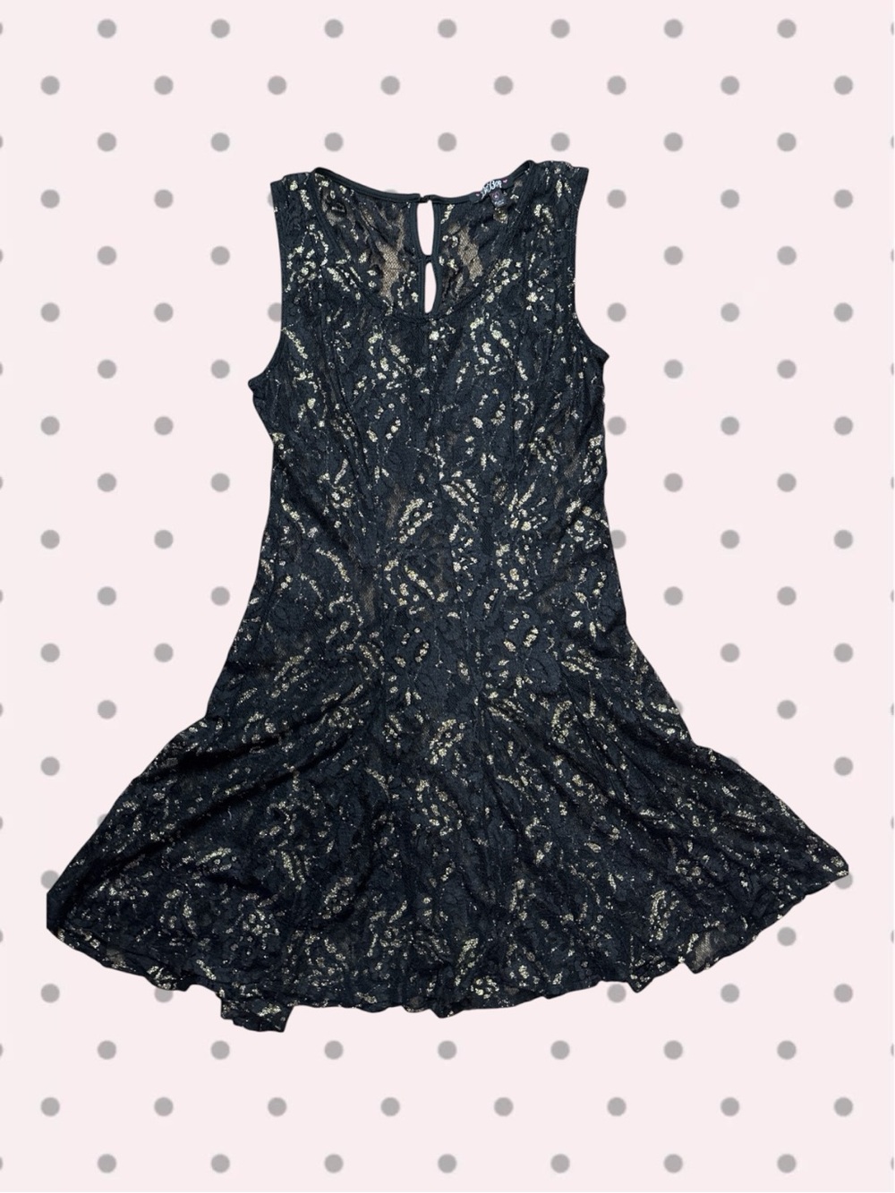 BeBop Black & Gold Metallic Shimmer Lace Mini Dress Medium